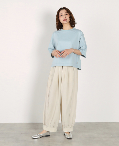 5分袖モックネックTシャツ 詳細画像 ブルー系その他 2