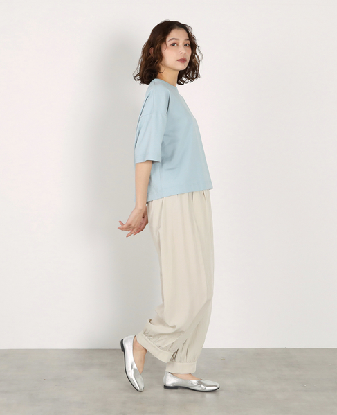 5分袖モックネックTシャツ 詳細画像 ブルー系その他 8