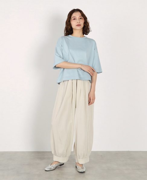 5分袖モックネックTシャツ 詳細画像 ブルー系その他 9