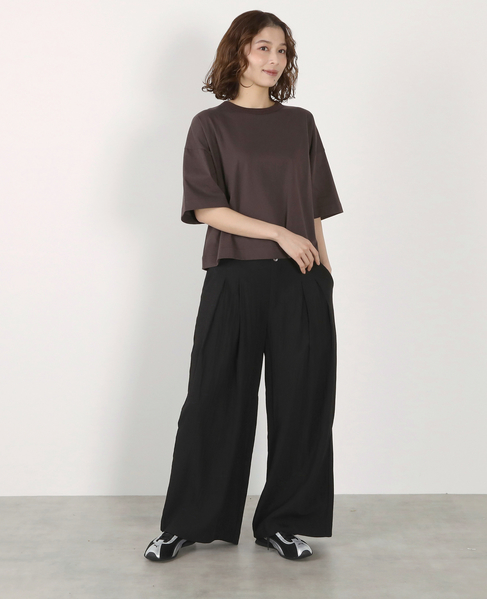 5分袖モックネックTシャツ 詳細画像 ダークブラウン 10