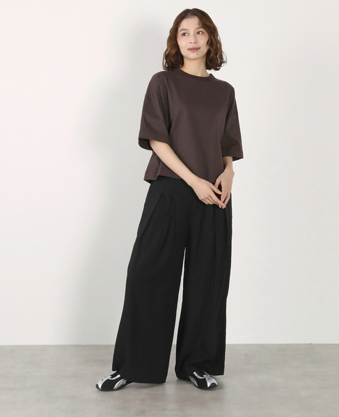 5分袖モックネックTシャツ 詳細画像 ダークブラウン 12