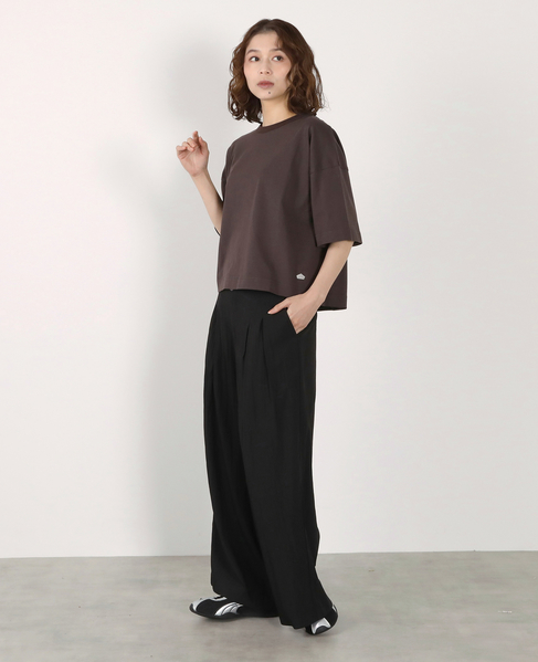 5分袖モックネックTシャツ 詳細画像 ダークブラウン 2