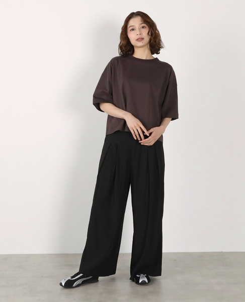 5分袖モックネックTシャツ 詳細画像 ダークブラウン 3