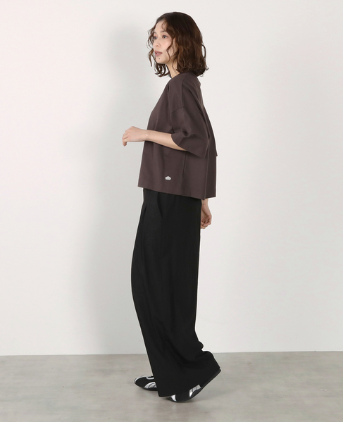 5分袖モックネックTシャツ 詳細画像 ダークブラウン 5