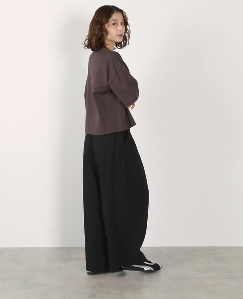 5分袖モックネックTシャツ 詳細画像 ダークブラウン 8