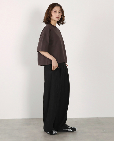 5分袖モックネックTシャツ 詳細画像 ダークブラウン 9