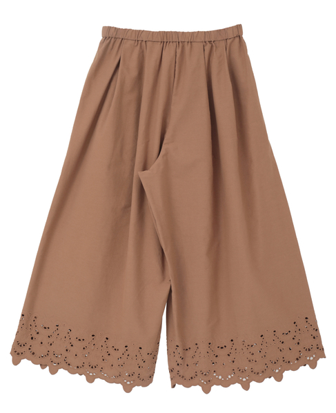 【LOURMARIN】スカラップ刺しゅうワイドキュロットパンツ 詳細画像 モカ 12