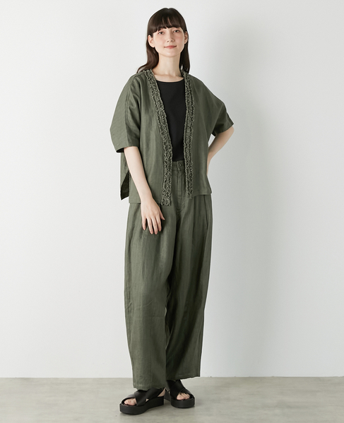 【LOURMARIN】タックバレルパンツ 詳細画像 グリーン 13