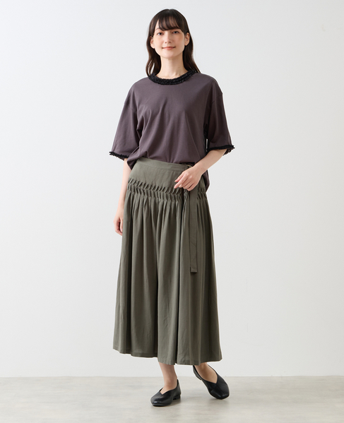 【LOURMARIN】タックフレアーラップスカート 詳細画像 グレー 2