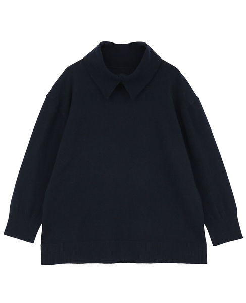 【LOURMARIN】衿付きハイネックニット 詳細画像 ネイビー 4