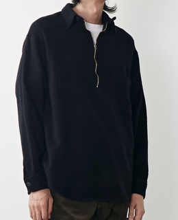 COMOLI / コモリ　Y03-02010 縮絨ウール ハーフジップシャツ