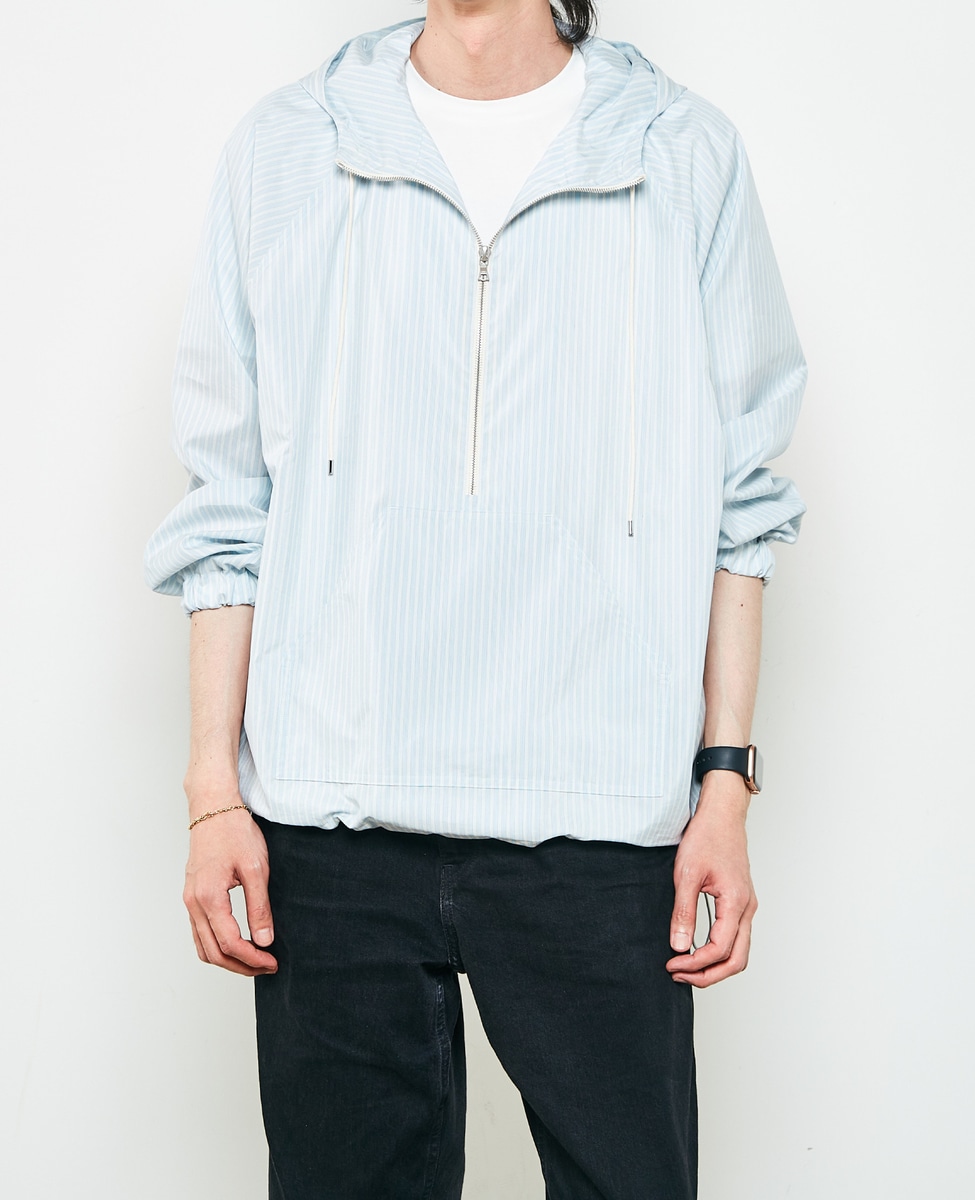 AURALEE/オーラリー FINX POLYESTER STRIPE HOODED ZIP P/O A23SP01PS