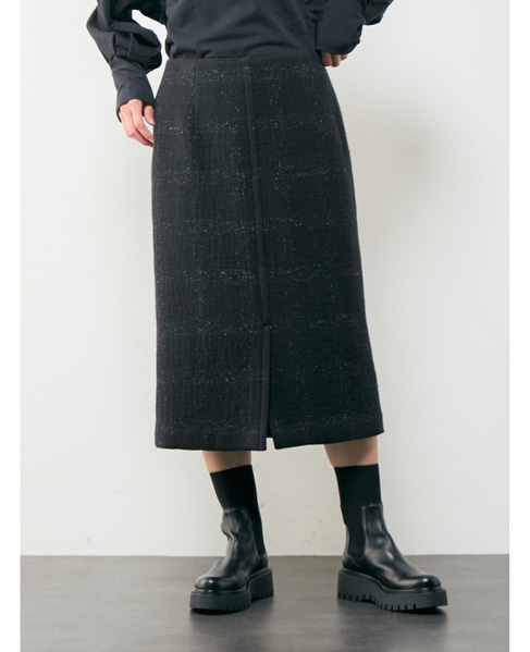 シャドウチェックタイトスカート 詳細画像 ブラック 1