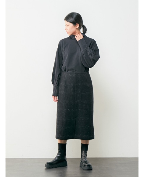 シャドウチェックタイトスカート 詳細画像 ブラック 2