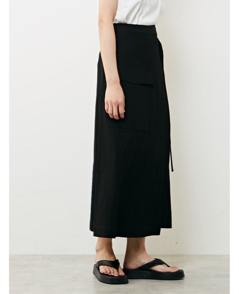 コットン混ラップスカート 詳細画像 ブラック 2