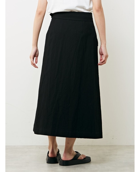 コットン混ラップスカート 詳細画像 ブラック 3