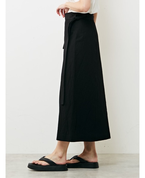 コットン混ラップスカート 詳細画像 ブラック 4