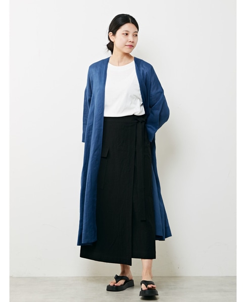 コットン混ラップスカート 詳細画像 ブラック 5