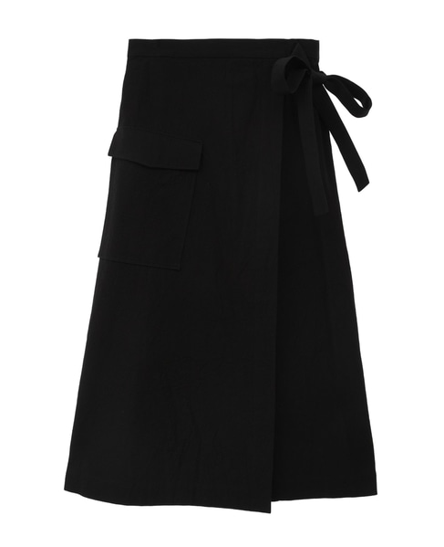 コットン混ラップスカート 詳細画像 ブラック 7