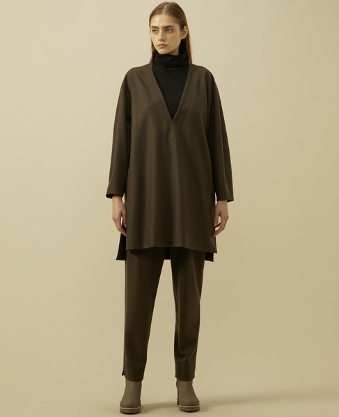 バランサーキュラーミルドVネックチュニックドレス 詳細画像 カーキグレー 2