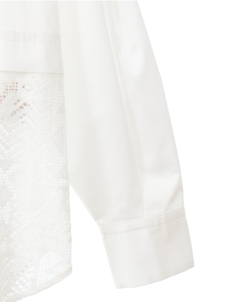 ベスティコットン×レース切替シャツ 詳細画像 ホワイト 4