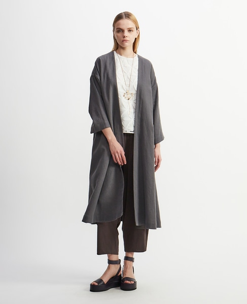 綿リネンパナマフレアーカーディガン 詳細画像 グレー 7