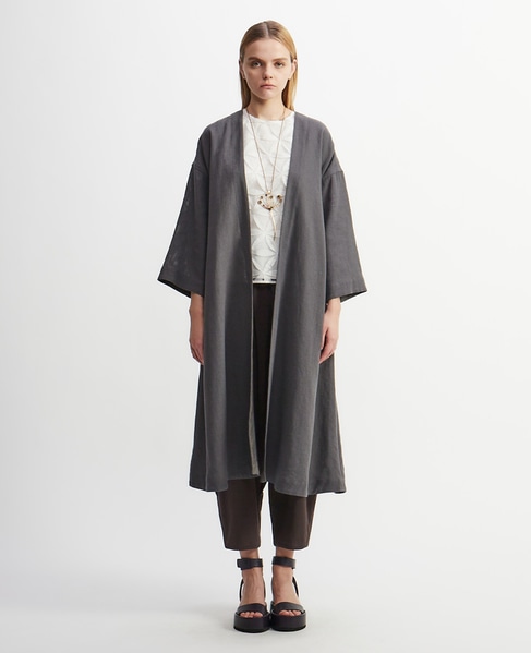 綿リネンパナマフレアーカーディガン 詳細画像 グレー 8