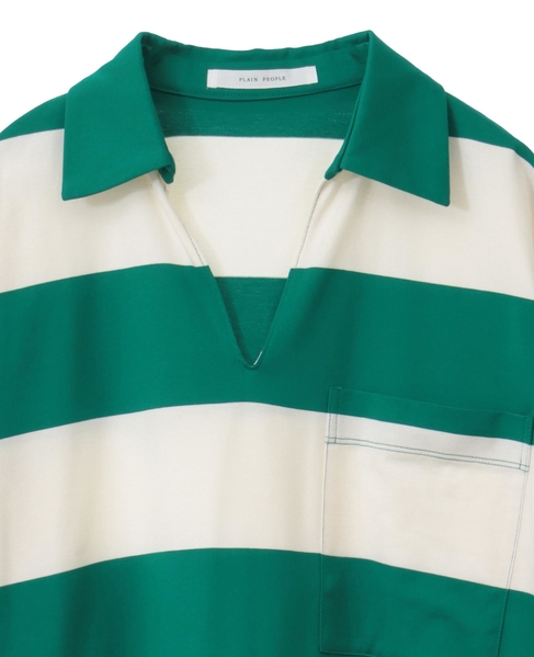 ビッグボーダースキッパーロングワンピース 詳細画像 グリーン×オフ 3