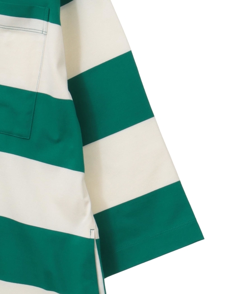 ビッグボーダースキッパーロングワンピース 詳細画像 グリーン×オフ 4