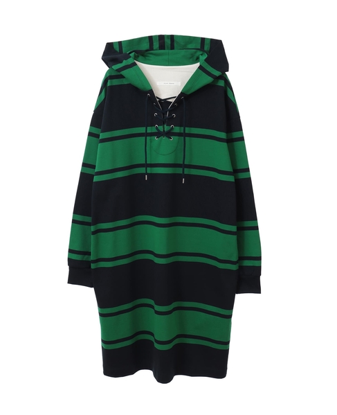 ランダムボーダーフード付きワンピース 詳細画像 ネイビー×グリーン 1
