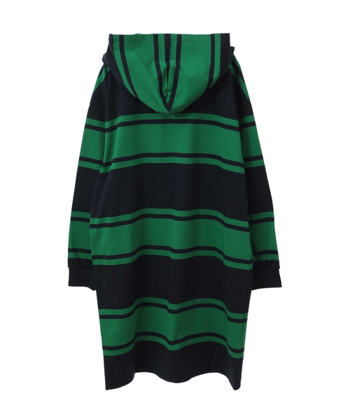 ランダムボーダーフード付きワンピース 詳細画像 ネイビー×グリーン 2