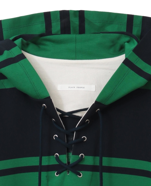 ランダムボーダーフード付きワンピース 詳細画像 ネイビー×グリーン 3