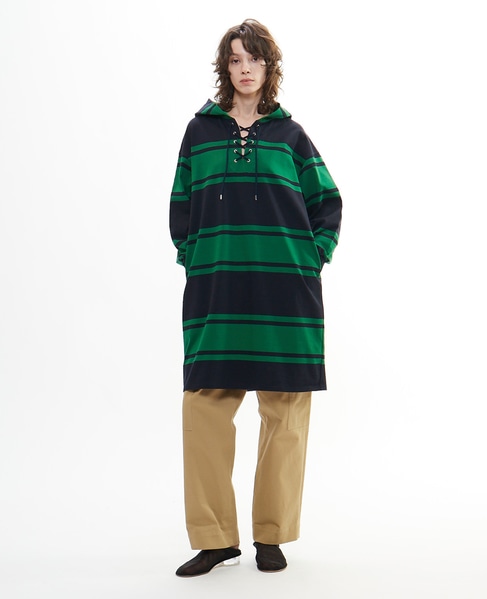 ランダムボーダーフード付きワンピース 詳細画像 ネイビー×グリーン 7