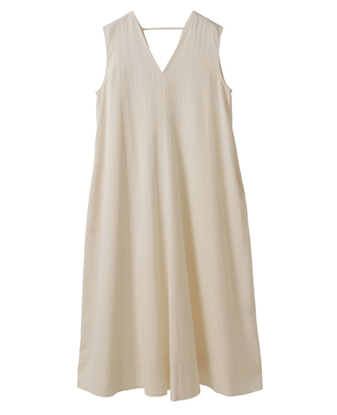 ダブルガーゼVネックノースリーブワンピース 詳細画像 アイボリー 1