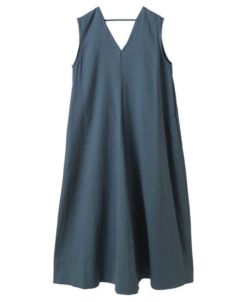 ダブルガーゼVネックノースリーブワンピース 詳細画像 ブルーグレー 1