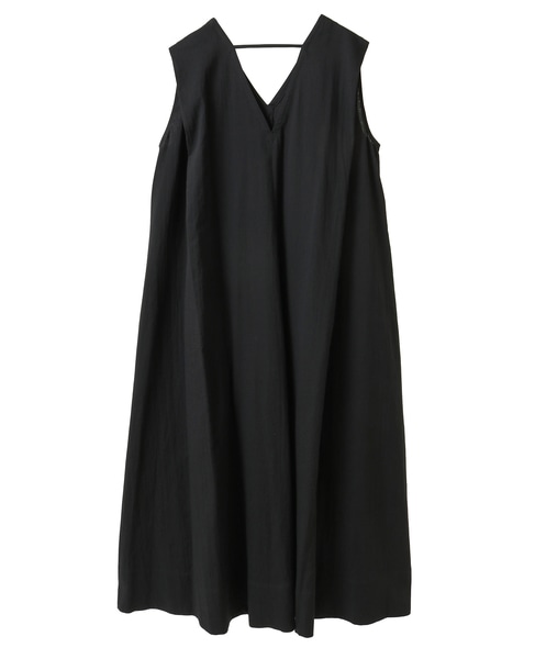 ダブルガーゼVネックノースリーブワンピース 詳細画像 ブラック 2