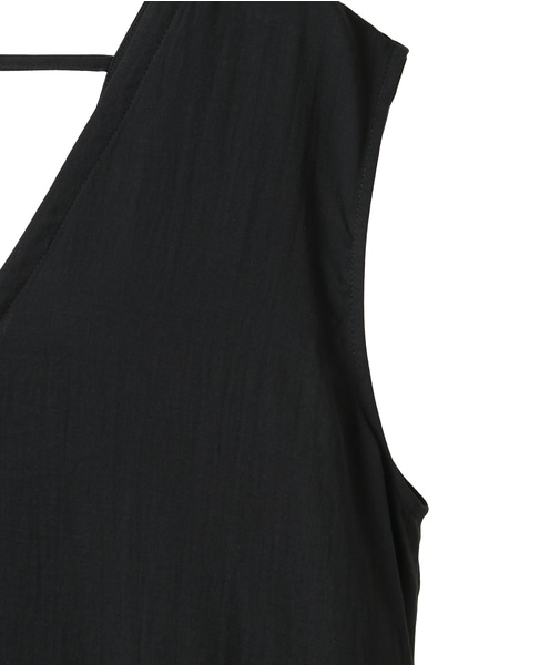 ダブルガーゼVネックノースリーブワンピース 詳細画像 ブラック 5