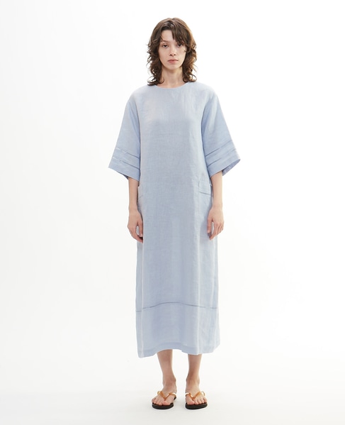 キャンブリックリネンダブルピコット刺繍ワンピース 詳細画像 サックス 2