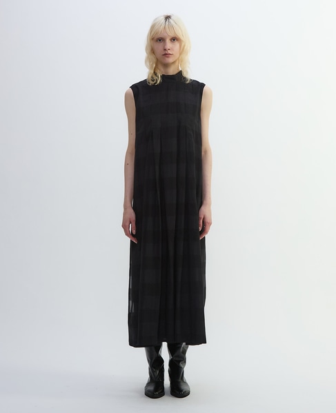 コードチェックワッシャーフレアワンピース 詳細画像 ブラック 2