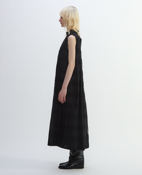 コードチェックワッシャーフレアワンピース 詳細画像 ブラック 3