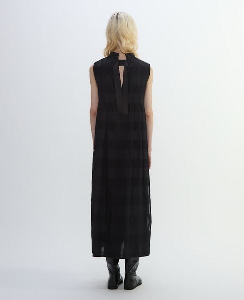 コードチェックワッシャーフレアワンピース 詳細画像 ブラック 4