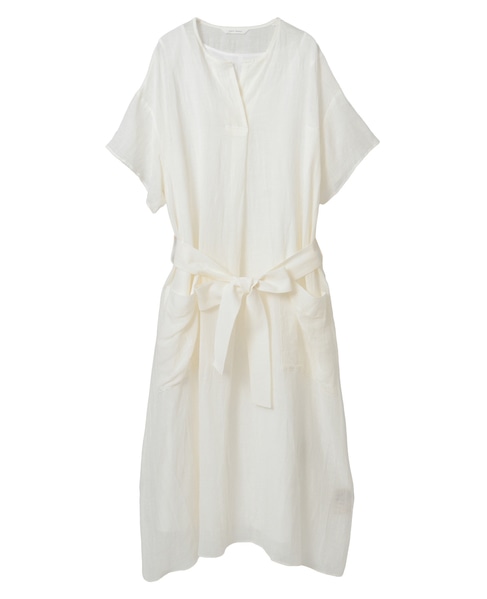 ナチュラルリネンガーゼ半袖ワンピース 詳細画像 オフホワイト 1