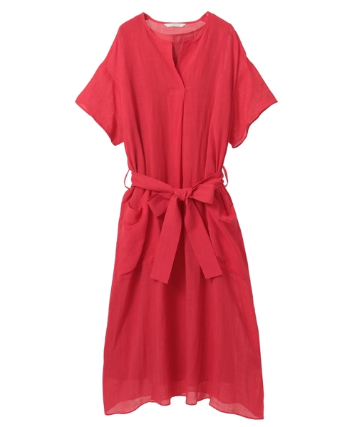 ナチュラルリネンガーゼ半袖ワンピース 詳細画像 レッド 1