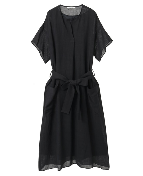 ナチュラルリネンガーゼ半袖ワンピース 詳細画像 ブラック 1