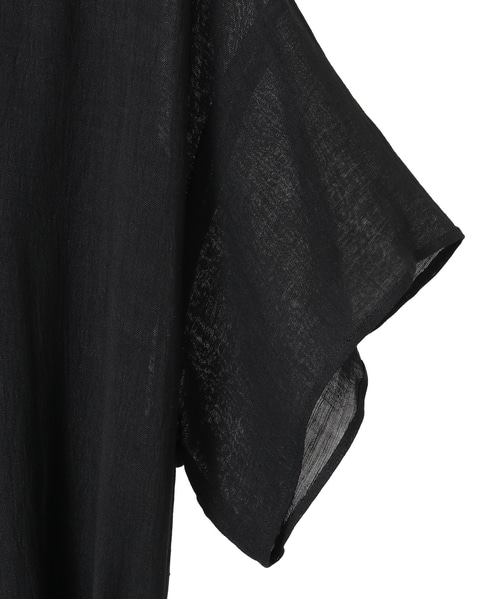 ナチュラルリネンガーゼ半袖ワンピース 詳細画像 ブラック 4