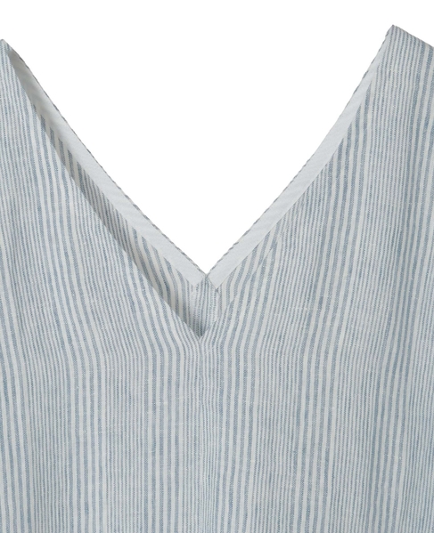 【Archive Dress Collection】リネンコットンストライプVネックワンピース 詳細画像 ブルー×ホワイト 3