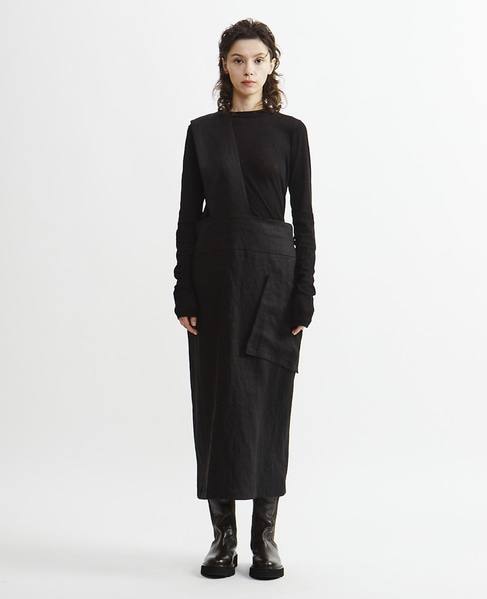 【Archive Dress Collection】フレンチリネンワンショルダースカート 詳細画像 ブラック 2