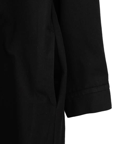 綿麻高密度ツイルバンドカラーシャツワンピース 詳細画像 ブラック 7