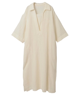ウールリネンコットンワッシャーカフタンドレス