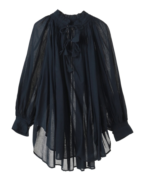 コットンボイルタックギャザーブラウス 詳細画像 ネイビー 1